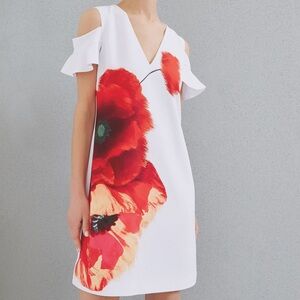 Ted Baker Cold-Shoulder Poppy detail Tunic Dress